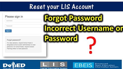 lis deped reset password|Reset Your LIS Account Password .